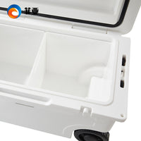55L Wheeled Cooler Box with Pull Rod for Outdoor Camping and Refrigeration