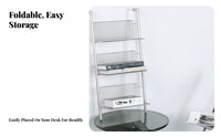 Foldable Multi-Tier Display Rack Sturdy Frame Magazine Holder Adjustable Height