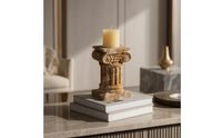 Column Candle Holder Roman StoneTextured Candle Holder Aged Candlesticks for Entryway