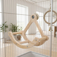 Pirate Ship Toy Rocking Perch Stand, Wooden Parrot Toy Arch for Bird Cage, Small Medium Parrot Enrichment and Entertainment Hanging Perch Toy Wood