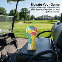 Golf Club Head Covers, PU Leather Golf Head Covers, Waterproof PU Golf Club Covers, Leaf Pattern Golf Club Covers