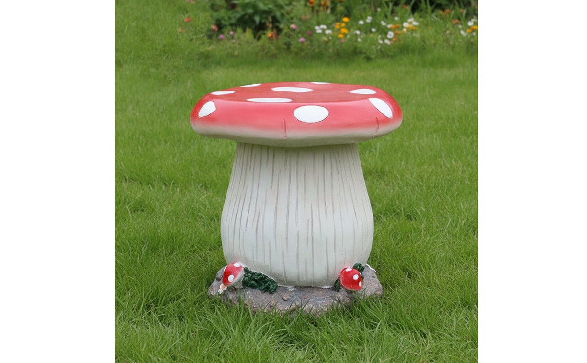 Mushroom Stool Ornament Whimsical Mushroom Stool Stone-Look for Courtyard, Patio