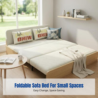 Foldable Sofa Bed, Steel Frame, Pull-extendable, Convertible for Living Room & Bedroom, Space-Saving