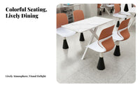 Cafeteria Table with Attached Seats Space-Saving 4-Seater Dining Unit Easy to Clean 6-Seater Fast Dining Table for Students, Employees, School