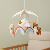 Baby Crib Mobile with Soft Ornaments Decorative Hanging Mobile with Wooden Frame Natural Sensory for Infants, Nursery, Cot