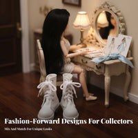 Doll Ankle Boots PU Leather 60cm Doll Shoes Fashionable Design Miniature Utility Boots for BJD Hobbyists