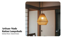 Natural Materials Rattan Hanging Lamp Handmade Rattan Hanging Light Bohemian Decor Woven Hanging Light Boho Design for Restaurant Owners, Interior Designers, Homeowners, Tea House, Dining Room, Cafe, Hotel