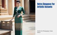 Thai Dai Brocade Dress Set, Embroidered Skirt, Artistic Photography, Dance Costume for Women