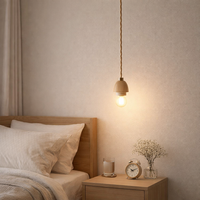 Ceiling Light with Wood Finish for Living Room, Vintage E27 Light Fitting with Bulb Holder, DIY Wooden Pendant and Ceiling Rose, Pack 1