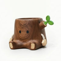 Wooden Pen Holder Solid Wood Stump Pen Holder Wooden Desk Organizer Carved Container Charming for Students, Office, Study
