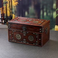 Vintage Chinese Design Storage Box Distressed Finish Traditional Wedding Dowry Trunk Vintage Wooden Box Perfect Gift