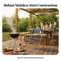 Rust Resistant Restaurant Barbecue Table Set Space Saving Stainless Steel Dining Set Sturdy Construction for Food Stall Vendors, Business Owners, Homeowners, Hot Pot Restaurants, Cafes, Cafe, Kitchen