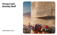 No-Drill Installation Wire Grid Wall Rack Easy to Install Plant Holder Strong Load-Bearing Hanging Shelf Sturdy Construction for Renters, Homeowners, Students, Balcony, Living Room, Bedroom, Bathroom