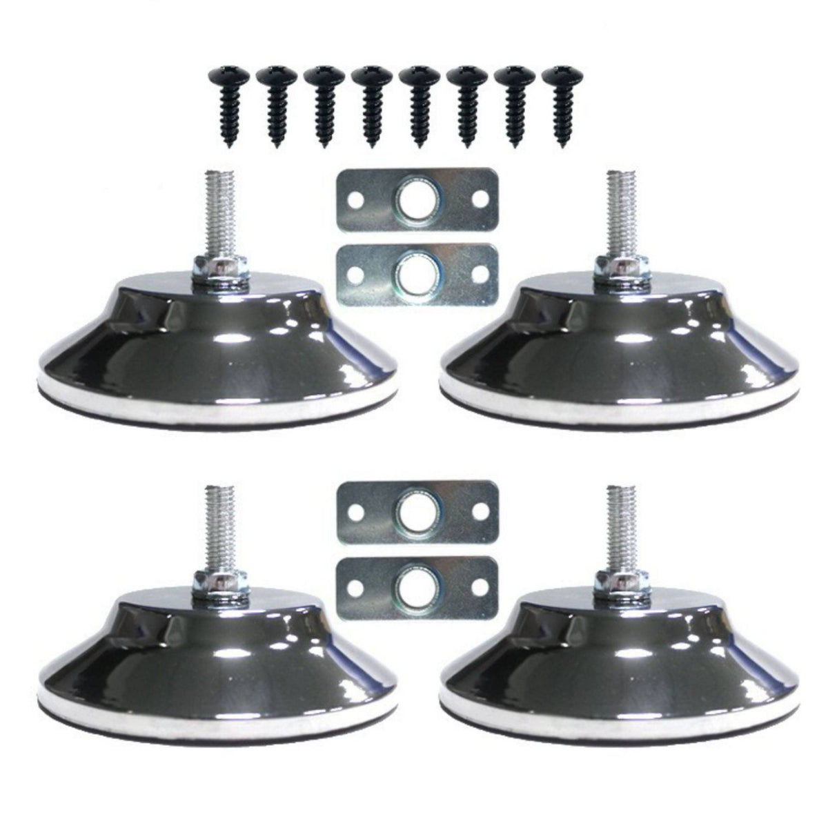 4 Pieces Chrome Table Leg Levelers with Mounting Plates Heavy Duty Billiard Table Leg Levelers Metal Hardware Sturdy
