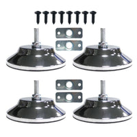 4 Pieces Chrome Table Leg Levelers with Mounting Plates Heavy Duty Billiard Table Leg Levelers Metal Hardware Sturdy