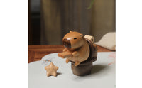 Wooden Capybara Figurine Beech Wood Capybara Figurine Handmade Tabletop Decor for Bookshelf
