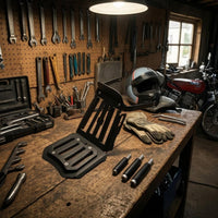 Black Metal Motorcycle Front Rack Slotted Motorcycle Front Storage Rack uncoveredFrame Vehicle Accessory Rectangular Platform