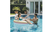 Pool Lounger with Backrest Rainbow Mesh Pool Lounger Inflatable Recliner Comfortable Cooling for Adults, Beach, Lake