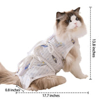 Cat Recovery Suit with Ties, Breathable Post Surgery Cat Clothing, Soft Anti Licking Pet Surgery Recovery Suit for Spay Neuter