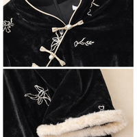 Chinese Dress Long Sleeve Velvet Cheongsam for Women Plus Size, Embroidered Floral Qipao for Formal Events and Cultural Gatherings