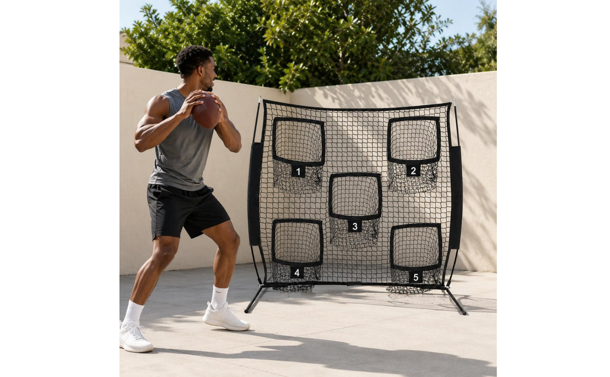Football Target Net Freestanding Quarterback Practice Net Metal Frame Sports Training Equipment