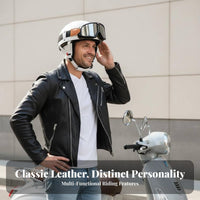 Retro Half Helmet Four-Season Vintage Half Shell Helmet Retractable Visor Motorcycle Head Cap for Women, Men, Cruising, Commuting