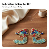 Gold Thread Embellishment Chinese Traditional Headdress Applique Phoenix Crown Embroidery Embellishment Set