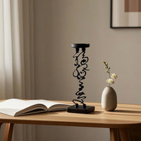 Candle Holder with Square Base Black Metal Candle Holder Candlestick Holders Abstract Candlestick Stands Calligraphic