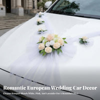 Layered Design Wedding Car Decoration Kit Artificial Flowers Bridal Car Decor Set Floral Hood Decoration Kit