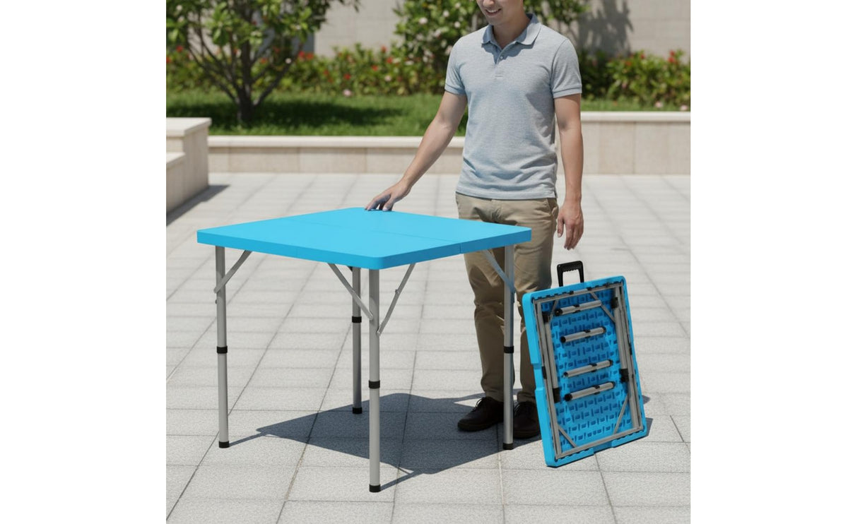 Square Folding Table Foldable Fold-in-Half Table Space-Saving Furniture for Mahjong, Outdoor, Card Entertainment