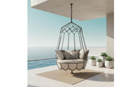 Rattan Hanging Basket Sunproof Hanging Oval-Shaped Chair Outdoor Swing Bed Comfortable Lounging Easy to Clean for Balcony