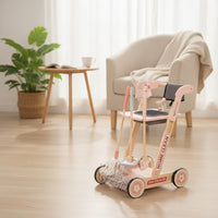 Wooden Cleaning Trolley Adjustable Pretend Play Trolley Educational Toy Cleaning Cart with Accessories for Classroom