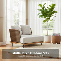 4 Pieces Nordic & design 4-Piece Conversation Group Weather-Resistant Patio Seating Woven Rope accent Outdoor Furnishing long-lasting Frame for lodging Professionals, Homeowners, Families, Balcony, Garden, rearyard, Porch