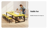 Kindergarten Craft Table and Stool Set Strong Load-Bearing Colorful Classroom Desk Thickened Steel Frame Children's Craft Activity Table for Playroom