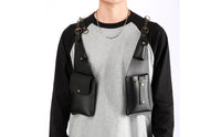 Double Shoulder Armpit Bag Multi-Functional Double Shoulder Armpit Bag Adjustable Straps PU Leather Underarm Pouch for Outdoor, Travel, Cosplay