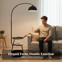 Century-Inspired-Century Modern Design Fishing Floor Lamp Dimmable Floor Lamp with Table LED Bulb Included Indoor Lighting Adjustable Lampshade for Homeowners, Small Space Dwellers, Living Room, Bedroom, Office, Corner