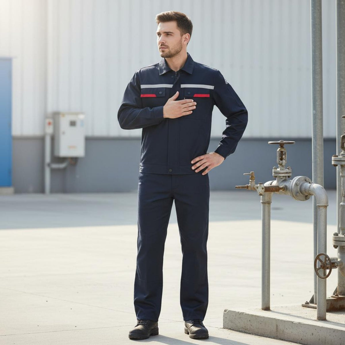 Anti Labor Attire Outfit-Resistant Reflective Work Jacket and Pants Multiple-Pocket Industrial Suit for Men, Auto Repair Shop, Factory
