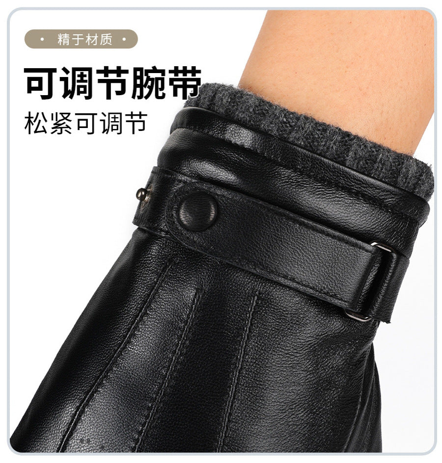 Men's Sheepskin Touchscreen Gloves for Cycling and Driving