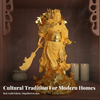 Feng Shui Guan Gong Statue Good Luck Symbol Guan Yu Statue Essence Ual Gift Chinese Warrior God Sculpture Decorative Ornament for Business Owners, Cultural Art Collectors, Homeowners, Home Altar, Living Room, Away Ice, Entryway
