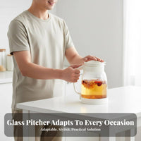 Wide Mouth Glass Water Pitcher Easy to Clean Borosilicate Glass Jug Leak-Proof-Leak-Proof-Resistant Spout for Families, Homeowners, Kitchen