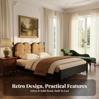 French Design Wooden Bed Sturdy Construction Solid Wood Foundation Bed No Box Spring Needed