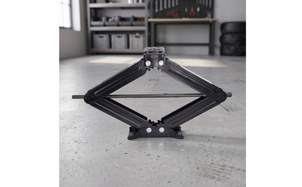 Slim-Profile Scissor Jack with Mounting Plate Heavy-Duty Scissor Leveling Jack Powder-Coated Sturdy for Roadside Emergency