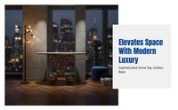 Creative Entryway Table, Luxury Sintered Stone Console, Spherical Stainless Steel Accent, Modern Hallway Decor