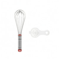 Egg Whisk Stainless Steel Manual Whisk with Egg Separator Kitchen Tool Food-Grade Utensil Flexible for Bakers, Baking