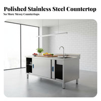 Rust Stainless Steel Kitchen Workstation Easy to Clean Stainless Steel Utility Sink Workbench Heavy Duty Commercial Prep Table with Sink Multi-Functional for Restaurant Owners, Professionals, Workshop, Laundry Room, Basement, Outdoor