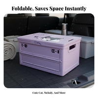 Car Trunk Organizer Box Space Saving Stackable Car Trunk Organizer Versatile Foldable Storage Box with Lid for Campers, Homeowners, Travel, Garage