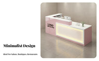Modern Reception Desk Cable Management Hole Modern Checkout Counter Sturdy Construction Company Front Desk for Receptionists, Shopkeepers, Restaurant