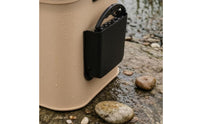 Foldable Fishing Bucket Side Pocket Square Angling Container Beige and Black Outdoor Equipment