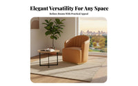 Tufted Armchair Modern Minimalist Design Grooved Tufted Barrel Chair Long-Lasting Construction Thickly Padded Seat for Balcony
