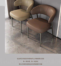 意式餐椅简约现代餐桌椅家用靠背椅轻奢高档舒适酒店麻将椅子 意式棕【超强承重】弹簧坐垫
